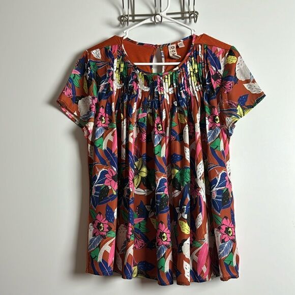 dolan Tops - Anthro Dolan Left Coast Collection Pilar Pleated Floral Top Terra Cotta Sz M